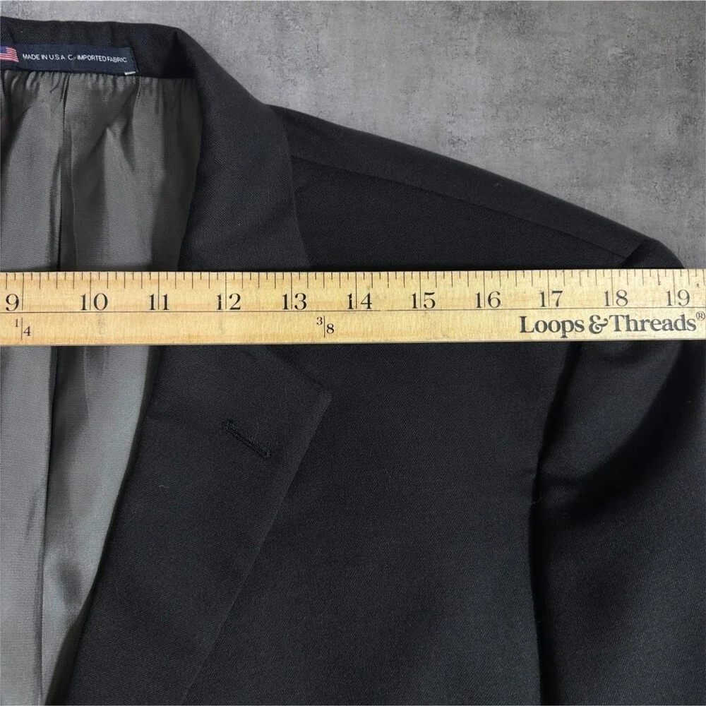 HART SCHAFFNER MARX Men's Blazer 46L Sport Coat 2-Button Suit Jacket Black Wool